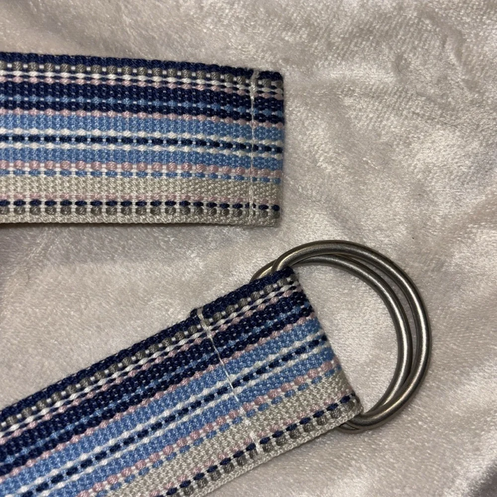 Striped Blues and Pink and Light Tan Belt 52” in Length Fits Up to Large